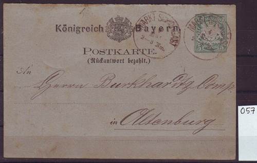 Foto Briefmarken: Ganzsache Bayern P 11 II F gelaufen