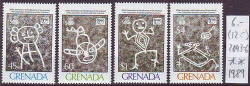 Foto Briefmarken: Felszeichnungen Briefmarken Grenada von 1989 postfrisch