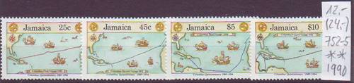 Foto Briefmarken: Landkarte Briefmarken Jamaika von 1990 postfrisch