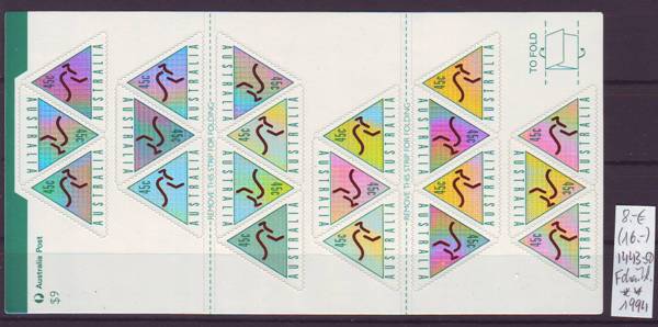 Foto Briefmarken: K�nguruh - Folienblatt Australien von 1994 postfrisch