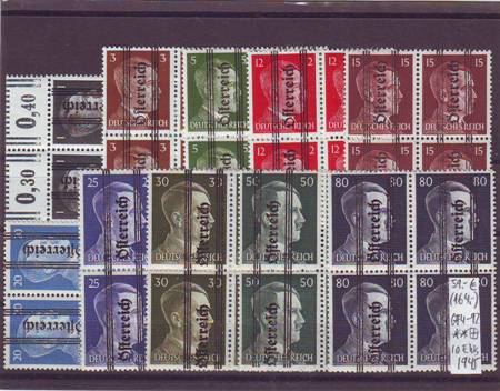Foto Briefmarken: Hitler mit Aufdruck, 10 verschiedene Viererbl�cke Briefmarken �sterreich