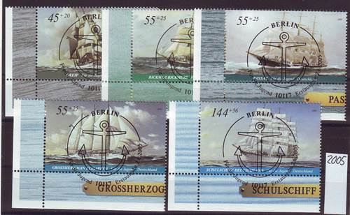 Foto Briefmarken: Bund Jugend-Eckrandmarken Segelschiffe gestempelt 2005