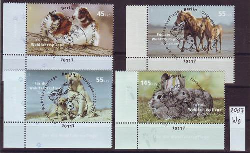 Foto Briefmarken: Bund Wohlfahrt-Eckrandmarken Haustiere gestempelt 2007
