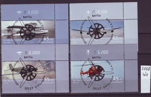 Foto Briefmarken: Bund Wohlfahrt-Eckrandmarken Flugzeuge gestempelt 2008