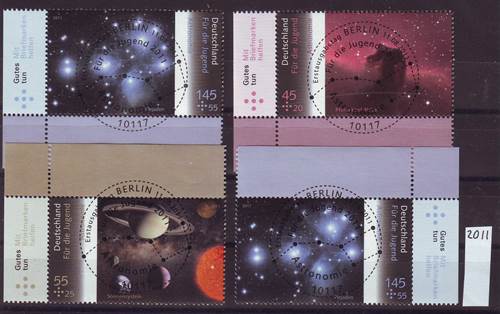 Foto Briefmarken: Bund Jugend-Eckrandmarken Astronomie gestempelt 2011