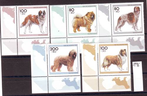 Foto Briefmarken: Bund Jugend-Eckrandmarken Hunde postfrisch 1996