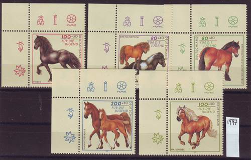 Foto Briefmarken: Bund Jugend-Eckrandmarken Pferde postfrisch 1997