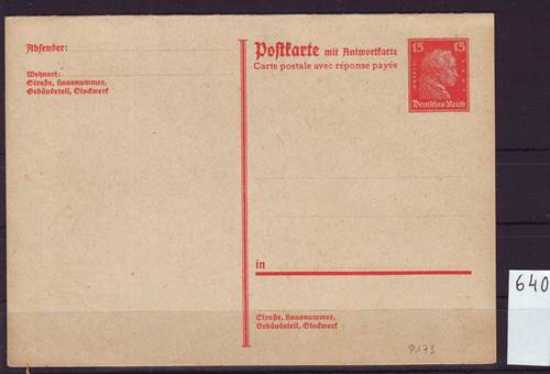 Foto Briefmarken: Antwortkarte Kant P 173 I ungebraucht