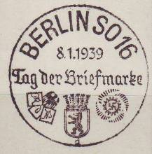 Foto Handserienstempel Tag der Briefmarke Wappen 1939
