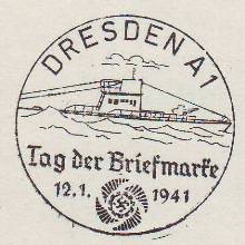 Foto Handserienstempel Tag der Briefmarke U-Boot 1941