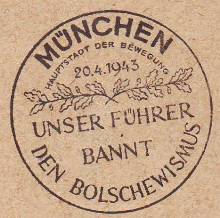 Foto Handserienstempel unser Führer bannt den Bolschewismus 1943