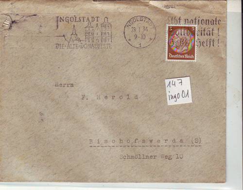 Foto Motivbelege Maschinen-Serienstempel Bochmann Nr. 147 aus Ingolstadt