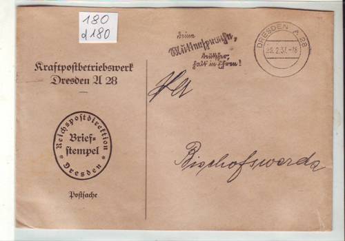 Foto Motivbelege Maschinen-Serienstempel Bochmann Nr. 180 aus Dresden