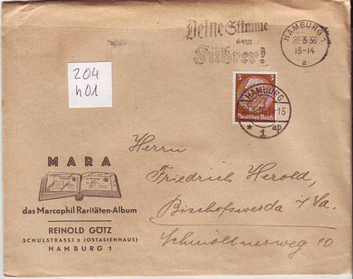 Foto Motivbelege Maschinen-Serienstempel Bochmann Nr. 204 aus Hamburg