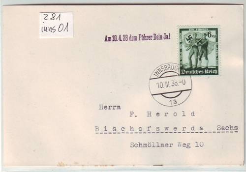 Foto Motivbelege Maschinen-Serienstempel Bochmann Nr. 281 aus Innsbruck