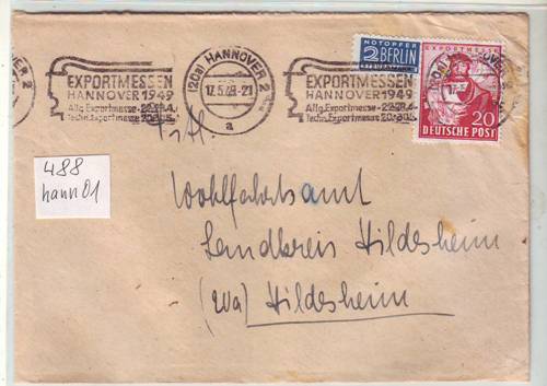 Foto Motivbelege Maschinen-Serienstempel Bochmann Nr. 488 aus Hannover
