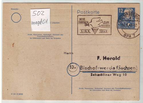 Foto Motivbelege Maschinen-Serienstempel Bochmann Nr. 502 aus Magdeburg