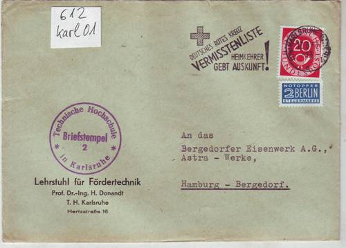 Foto Motivbelege Maschinen-Serienstempel Bochmann Nr. 612 aus Karlsruhe