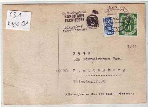 Foto Motivbelege Maschinen-Serienstempel Bochmann Nr. 631 aus Hagen