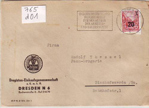 Foto Motivbelege Maschinen-Serienstempel Bochmann Nr. 765 aus Dresden