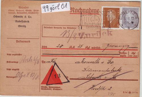 Foto Motivbelege Maschinen-Serienstempel Bochmann Nr. 99 aus Görlitz