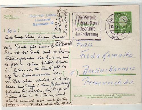 Foto Motivbelege Maschinen-Serienstempel Bochmann Nr. 1033 aus Hannover