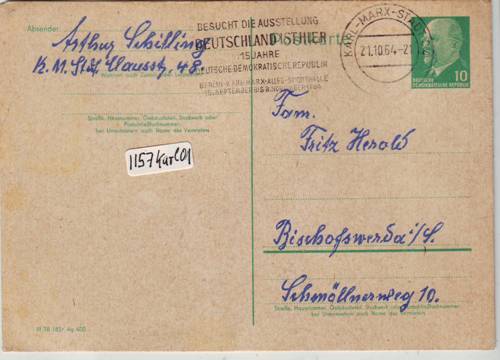 Foto Motivbelege Maschinen-Serienstempel Bochmann Nr. 1157 aus Karl-Marx-Stadt