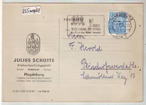 Foto Motivbelege Maschinen-Serienstempel Bochmann Nr. 855 aus Magdeburg