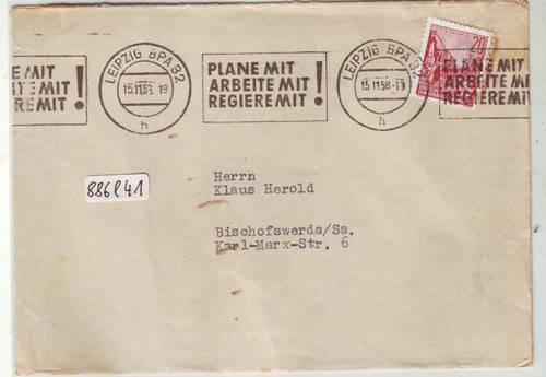 Foto Motivbelege Maschinen-Serienstempel Bochmann Nr. 886 aus Leipzig