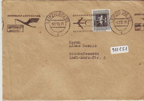 Foto Motivbelege Maschinen-Serienstempel Bochmann Nr. 910 aus Leipzig