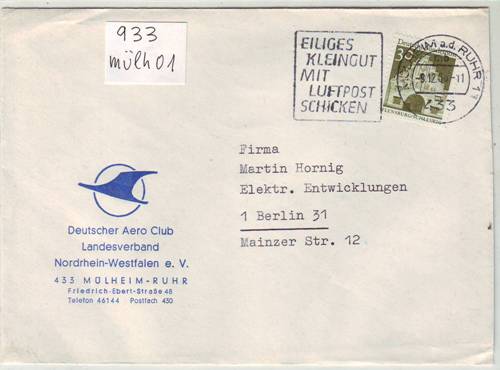 Foto Motivbelege Maschinen-Serienstempel Bochmann Nr. 933 aus Mülheim