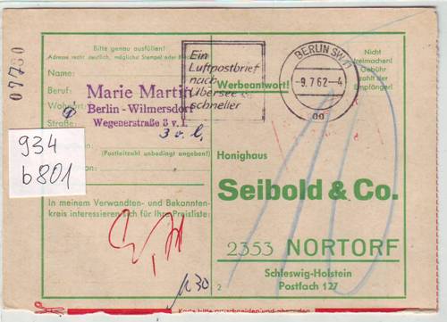 Foto Motivbelege Maschinen-Serienstempel Bochmann Nr. 934 aus Berlin