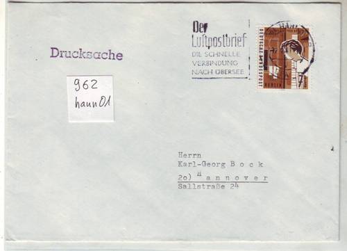 Foto Motivbelege Maschinen-Serienstempel Bochmann Nr. 962 aus Hannover